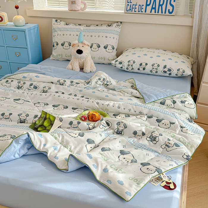 91家纺网 家纺一手货源 找家纺 老帅的工厂店 2026新款A类水洗皱皱纱7A抑菌夏被夏凉被空调被 小狗云朵梦