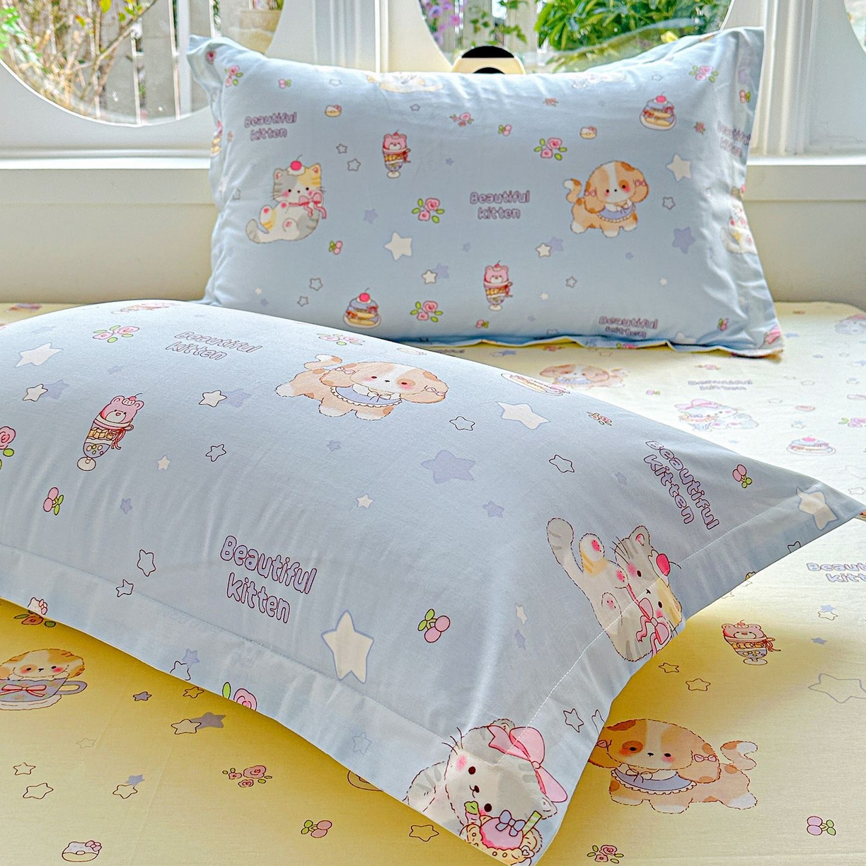 91家纺网 家纺一手货源 找家纺 （总）恩泽家纺 2026新款13372ins全棉印花四件套单品系列-单枕套