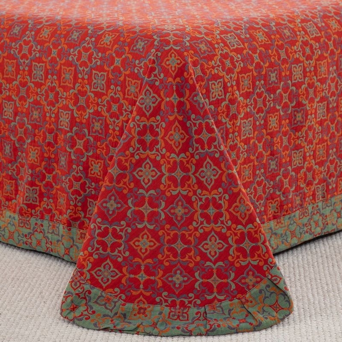 91家纺网 家纺一手货源 找家纺 （总）双层纱家居 2026新款镂空飞边款四件套-鸳鸯锦红色