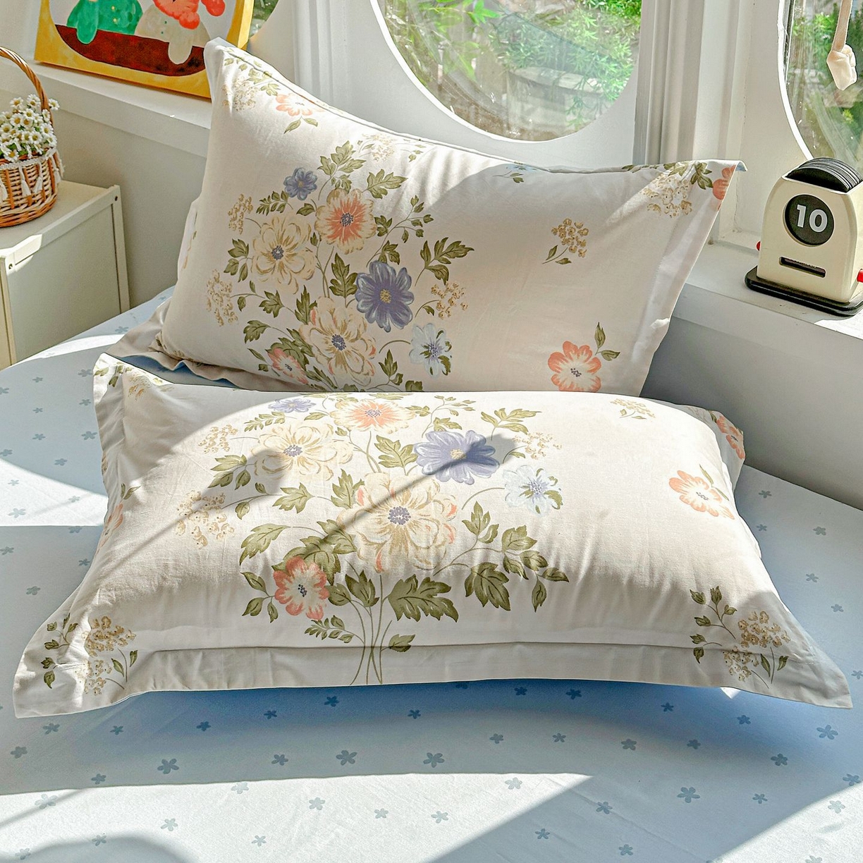 91家纺网 家纺一手货源 找家纺 恩泽家纺 2026新款13372ins全棉印花四件套单品系列-单枕套 百花缘