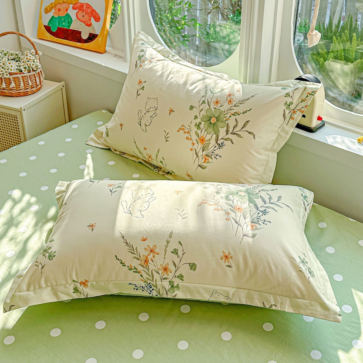 91家纺网 家纺一手货源 找家纺 （总）恩泽家纺 2026新款13372ins全棉印花四件套单品系列-单枕套