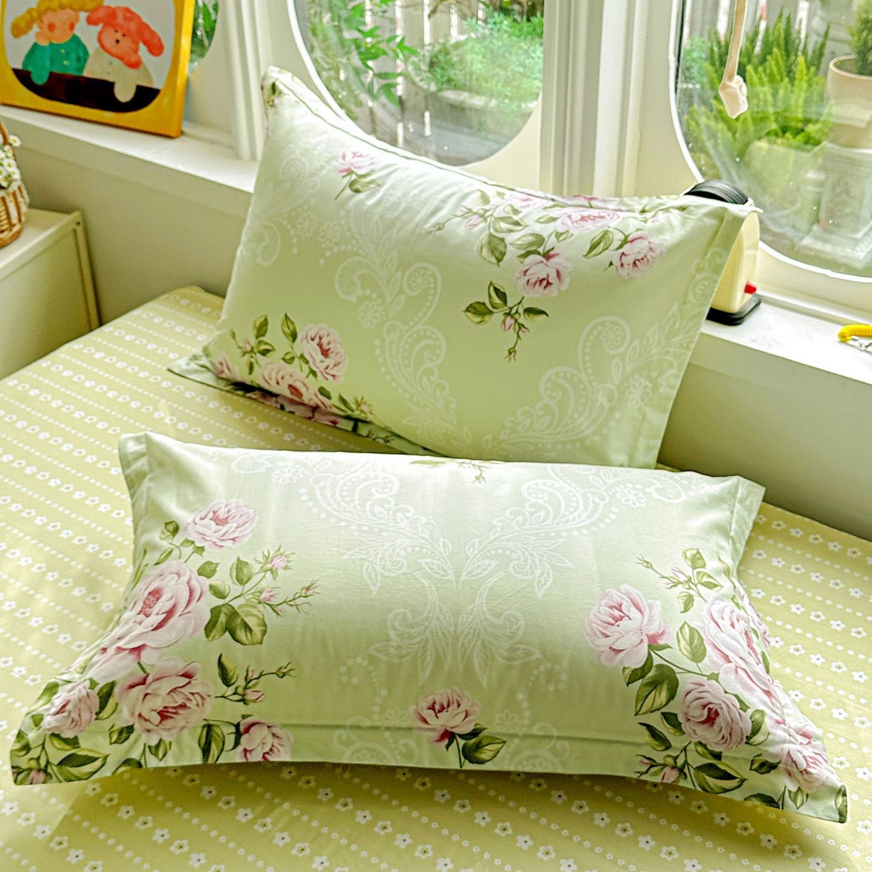 91家纺网 家纺一手货源 找家纺 恩泽家纺 2026新款13372ins全棉印花四件套单品系列-单枕套 彼岸花开