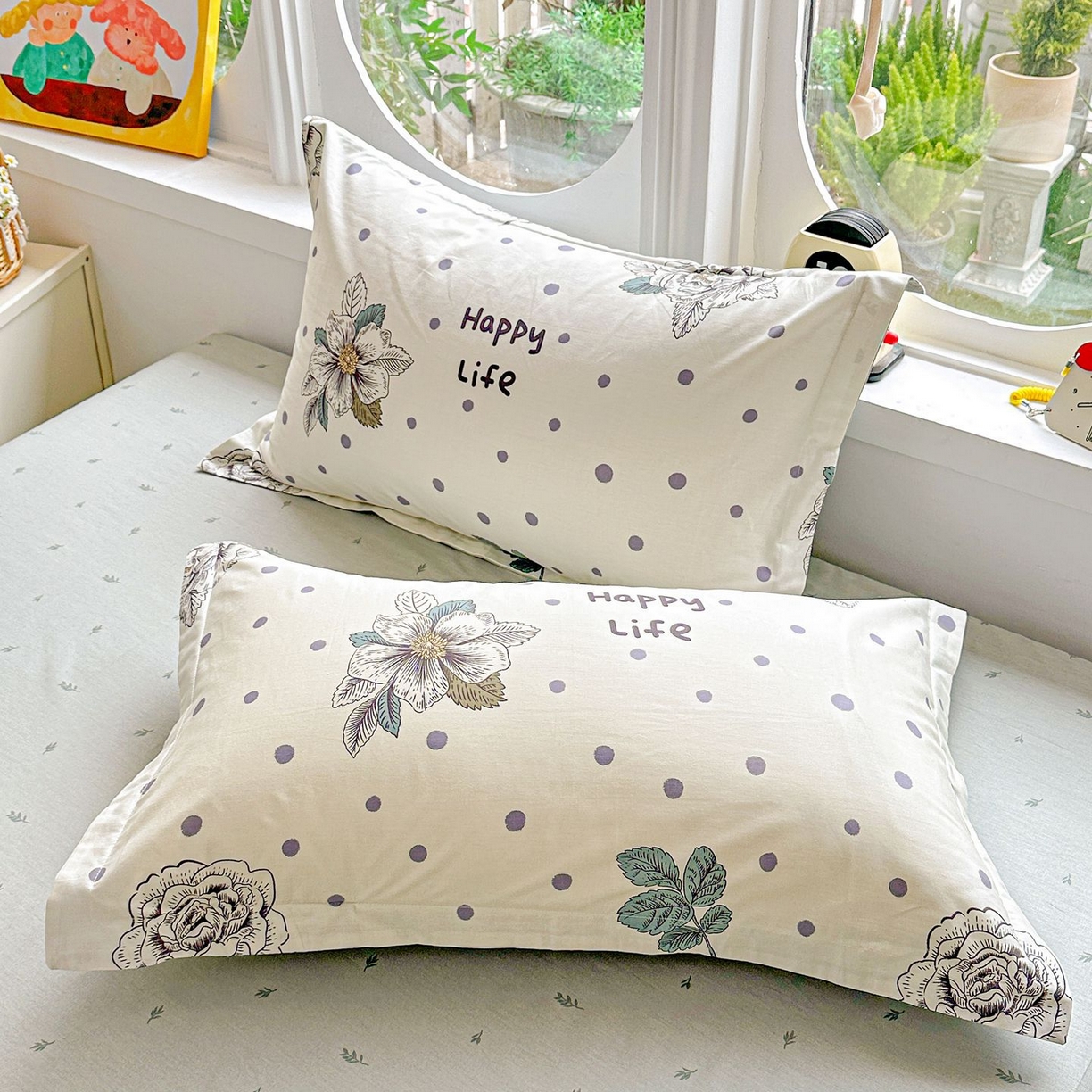 91家纺网 家纺一手货源 找家纺 （总）恩泽家纺 2026新款13372ins全棉印花四件套单品系列-单枕套