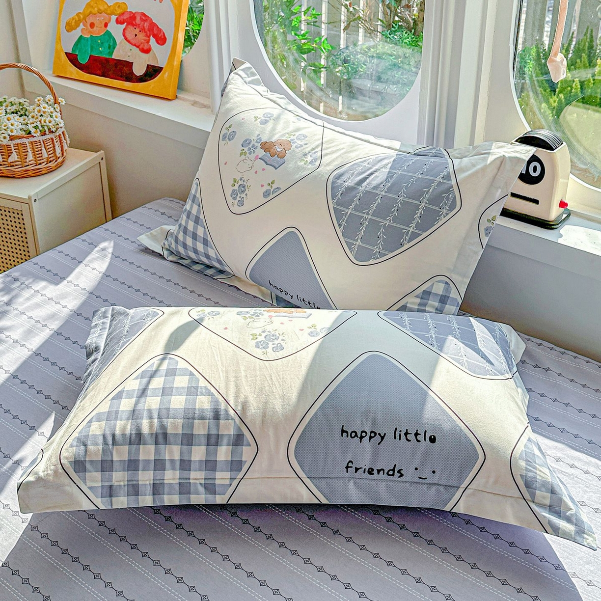 91家纺网 家纺一手货源 找家纺 恩泽家纺 2026新款13372ins全棉印花四件套单品系列-单枕套 乐园