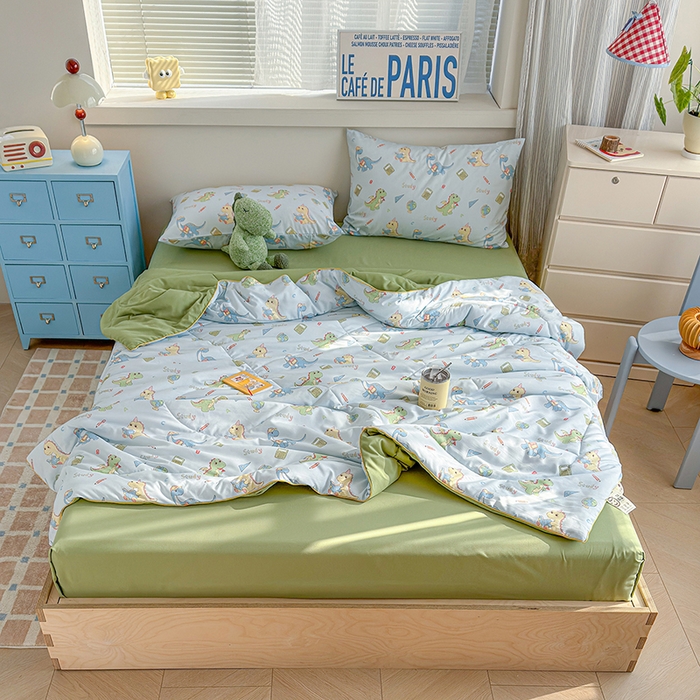 91家纺网 家纺一手货源 找家纺 老帅的工厂店 2026新款A类水洗皱皱纱7A抑菌夏被夏凉被空调被 小恐龙课堂