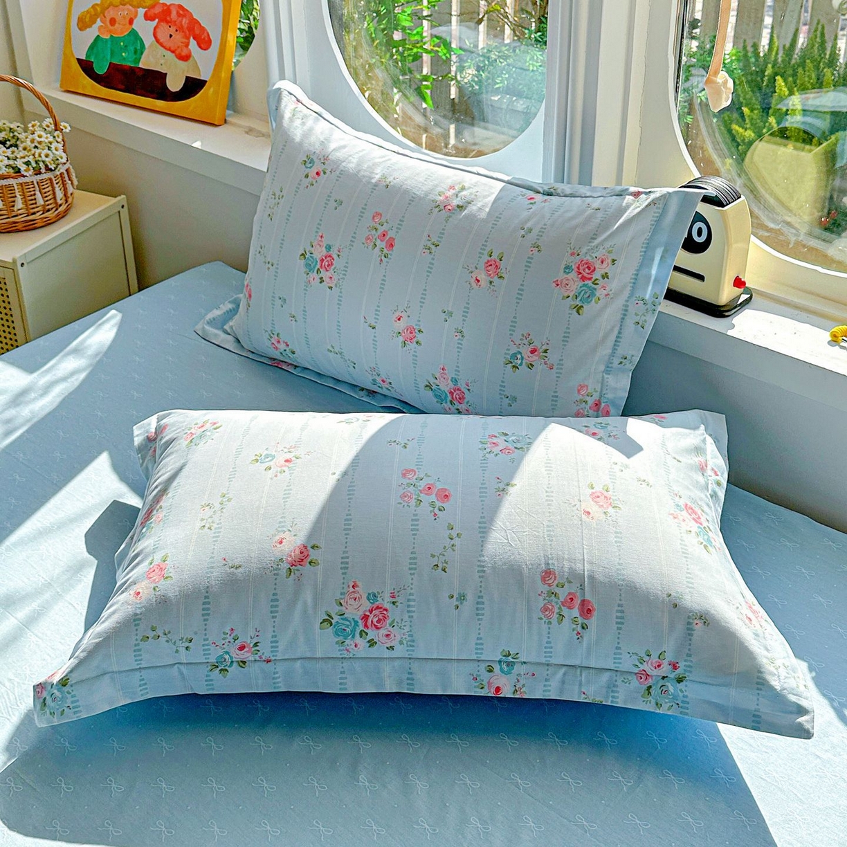 91家纺网 家纺一手货源 找家纺 恩泽家纺 2026新款13372ins全棉印花四件套单品系列-单枕套 优朵蔓