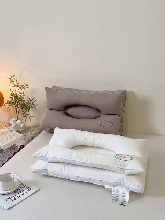 91家纺网 家纺一手货源 找家纺 （总）梵希良品家纺 2026新款纯棉二合一牵引枕头多功能护颈枕头按摩舒适spa枕头酒店枕头枕芯