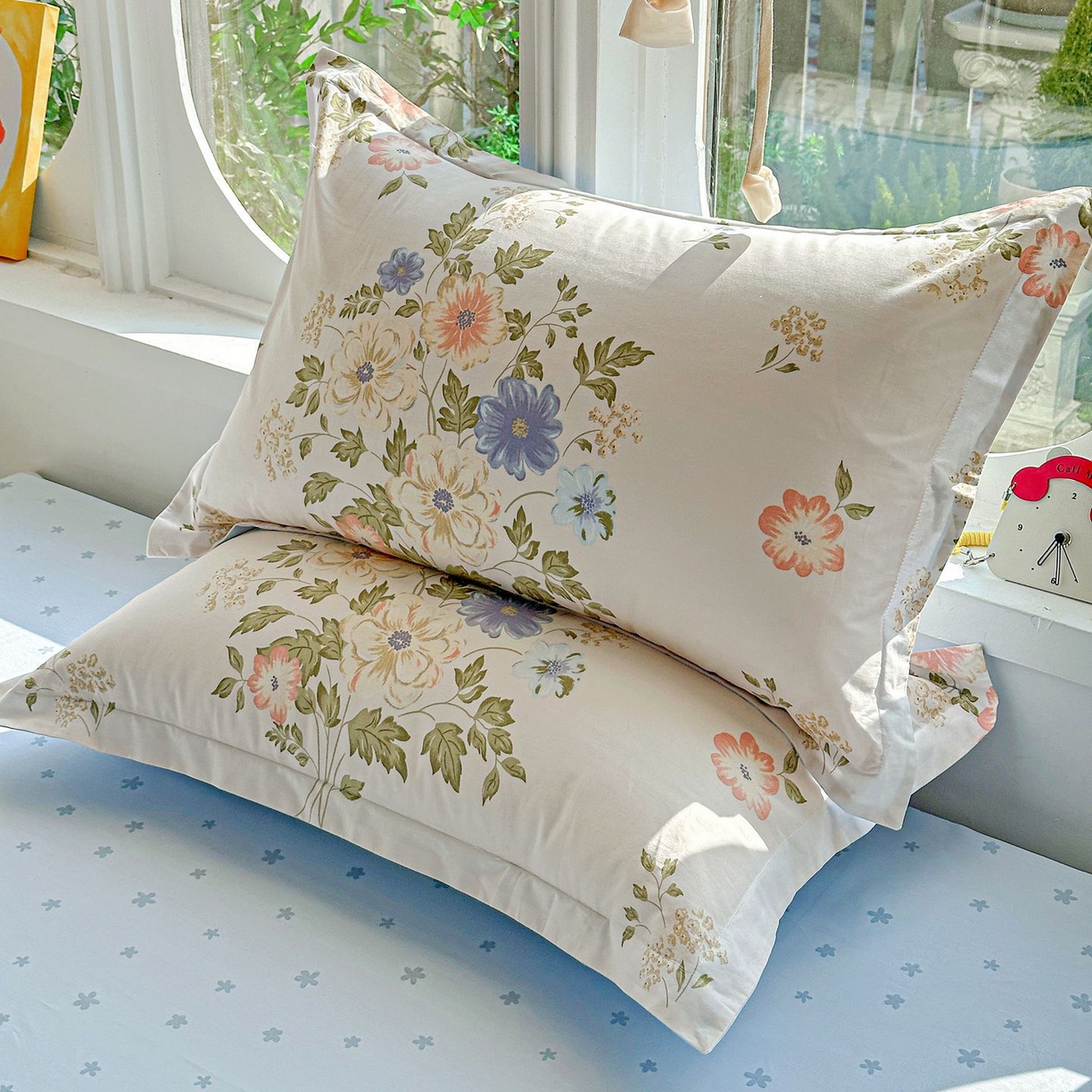 91家纺网 家纺一手货源 找家纺 恩泽家纺 2026新款13372ins全棉印花四件套单品系列-单枕套 百花缘