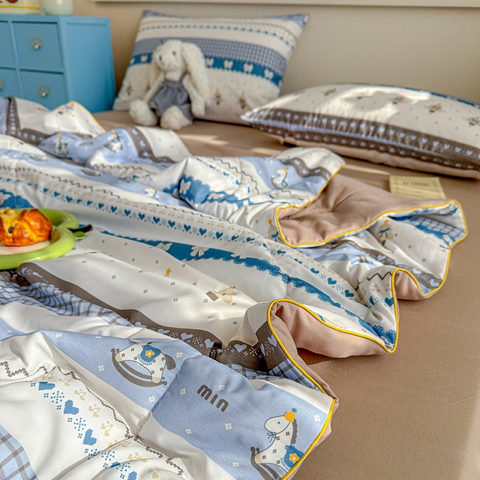 91家纺网 家纺一手货源 找家纺 老帅的工厂店 2026新款A类水洗皱皱纱7A抑菌夏被夏凉被空调被 小木马