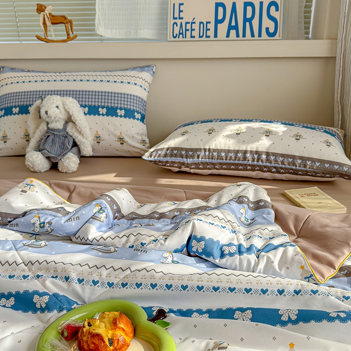 91家纺网 家纺一手货源 找家纺 老帅的工厂店 2026新款A类水洗皱皱纱7A抑菌夏被夏凉被空调被 小木马