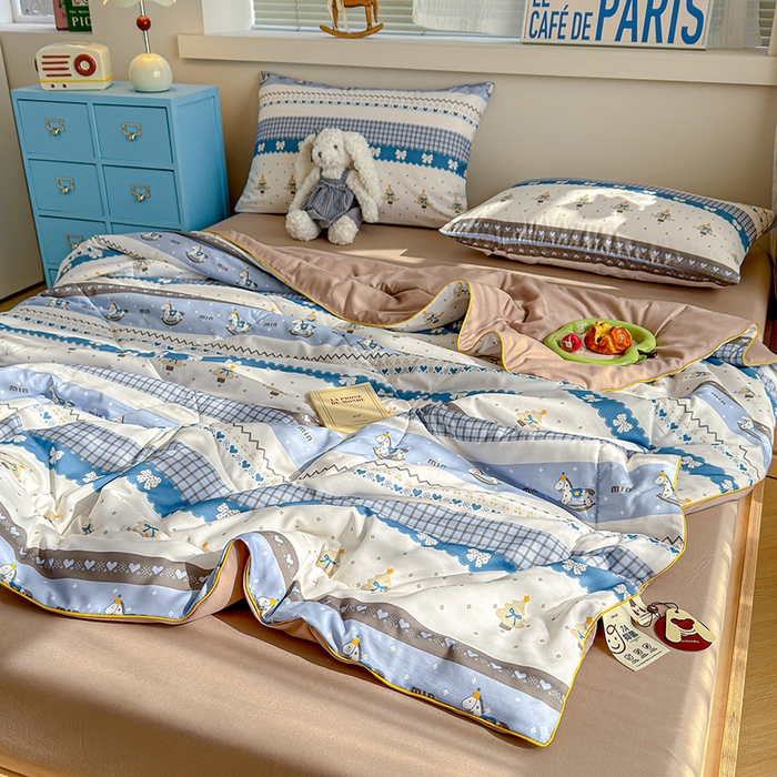 91家纺网 家纺一手货源 找家纺 老帅的工厂店 2026新款A类水洗皱皱纱7A抑菌夏被夏凉被空调被 小木马