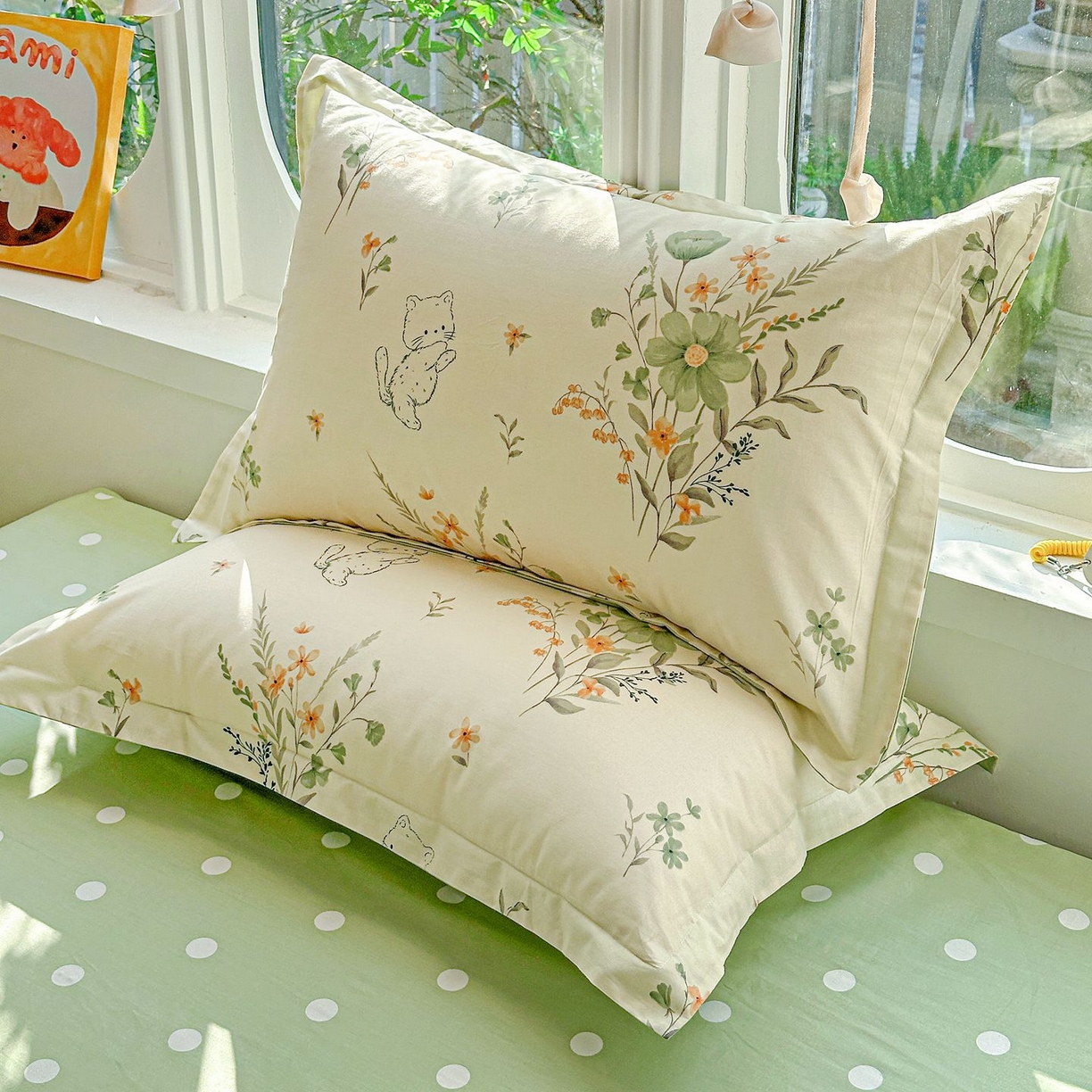 91家纺网 家纺一手货源 找家纺 恩泽家纺 2026新款13372ins全棉印花四件套单品系列-单枕套 半月时光