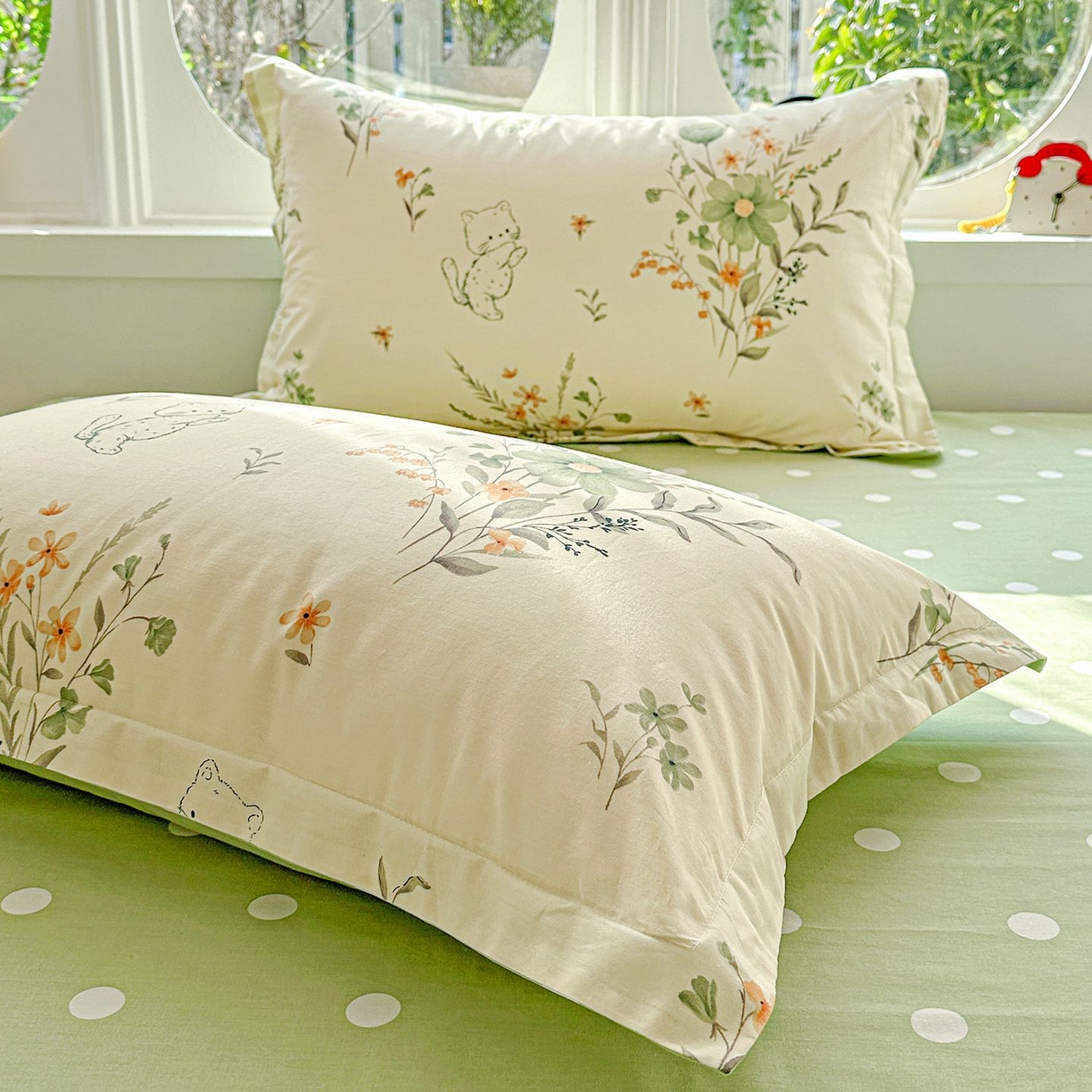 91家纺网 家纺一手货源 找家纺 恩泽家纺 2026新款13372ins全棉印花四件套单品系列-单枕套 半月时光