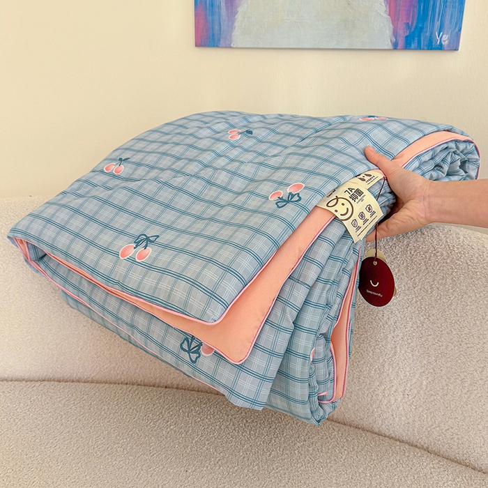 老帅的工厂店 2026新款A类水洗皱皱纱7A抑菌夏被夏凉被空调被 小樱桃