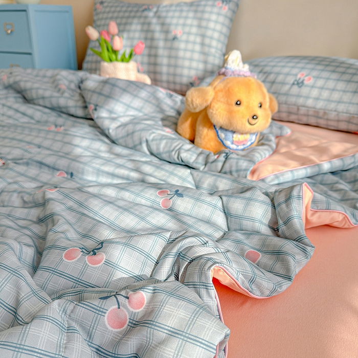 91家纺网 家纺一手货源 找家纺 老帅的工厂店 2026新款A类水洗皱皱纱7A抑菌夏被夏凉被空调被 小樱桃