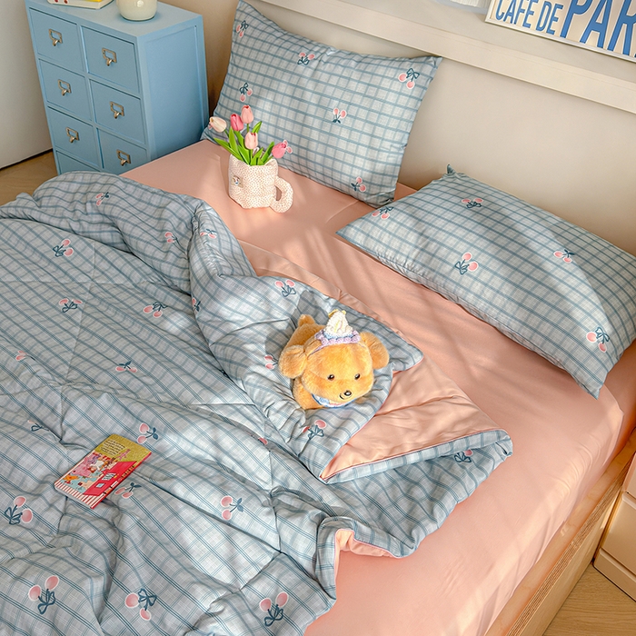 91家纺网 家纺一手货源 找家纺 老帅的工厂店 2026新款A类水洗皱皱纱7A抑菌夏被夏凉被空调被 小樱桃