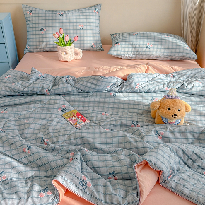 91家纺网 家纺一手货源 找家纺 老帅的工厂店 2026新款A类水洗皱皱纱7A抑菌夏被夏凉被空调被 小樱桃