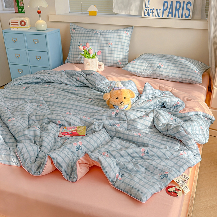 91家纺网 家纺一手货源 找家纺 老帅的工厂店 2026新款A类水洗皱皱纱7A抑菌夏被夏凉被空调被 小樱桃