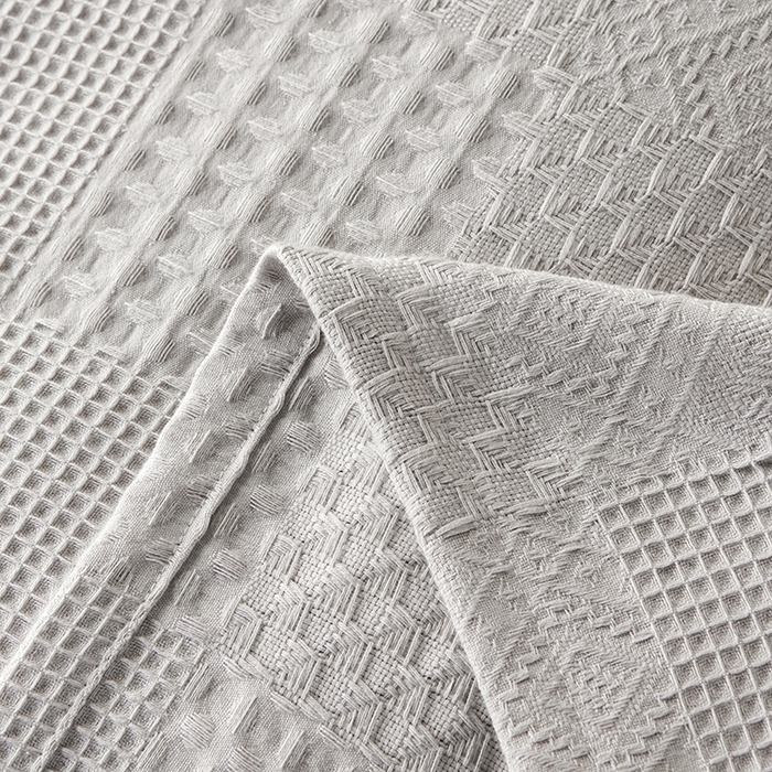 91家纺网 家纺一手货源 找家纺 悦然毛巾被 2026新款华夫格全棉纱布毛巾被夏凉被空调被 静居织语浅灰