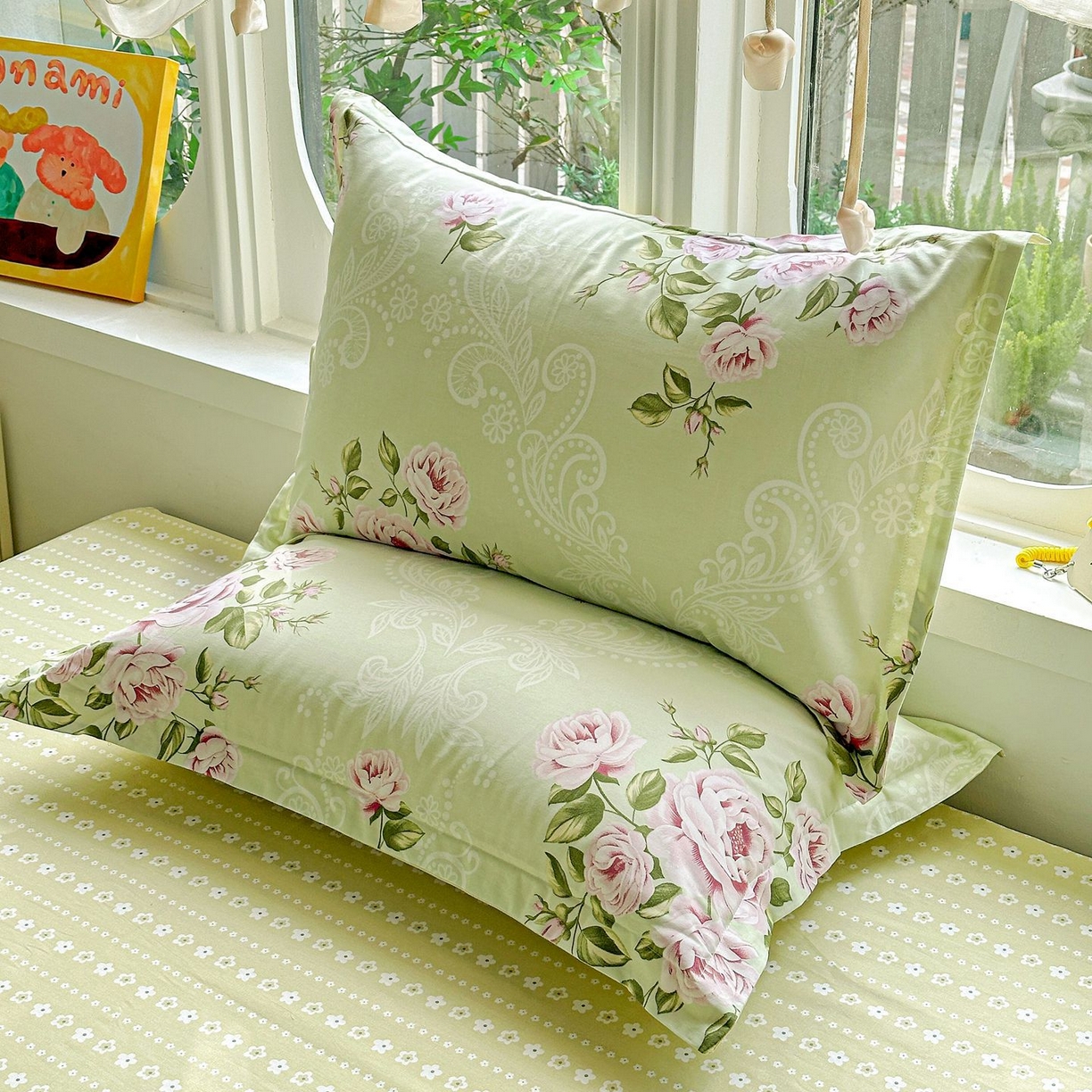 91家纺网 家纺一手货源 找家纺 恩泽家纺 2026新款13372ins全棉印花四件套单品系列-单枕套 彼岸花开