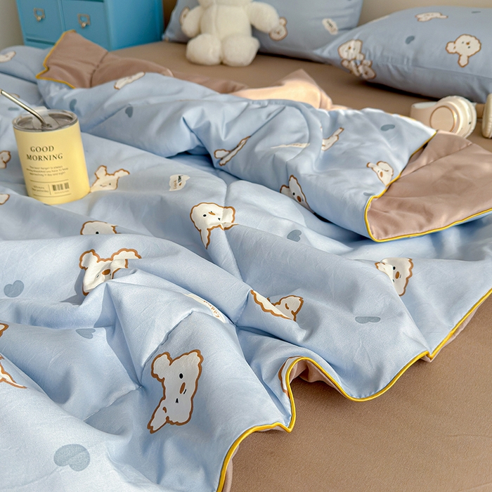 91家纺网 家纺一手货源 找家纺 老帅的工厂店 2026新款A类水洗皱皱纱7A抑菌夏被夏凉被空调被 熊宝云朵铺