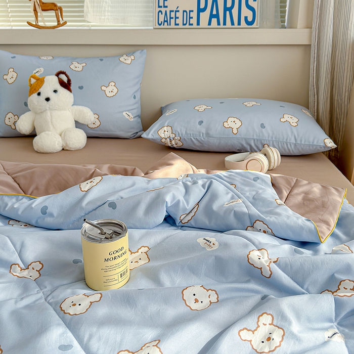 91家纺网 家纺一手货源 找家纺 老帅的工厂店 2026新款A类水洗皱皱纱7A抑菌夏被夏凉被空调被 熊宝云朵铺