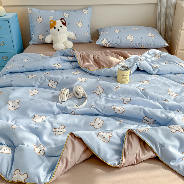 91家纺网 家纺一手货源 找家纺 老帅的工厂店 2026新款A类水洗皱皱纱7A抑菌夏被夏凉被空调被 熊宝云朵铺