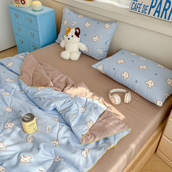 91家纺网 家纺一手货源 找家纺 老帅的工厂店 2026新款A类水洗皱皱纱7A抑菌夏被夏凉被空调被 熊宝云朵铺