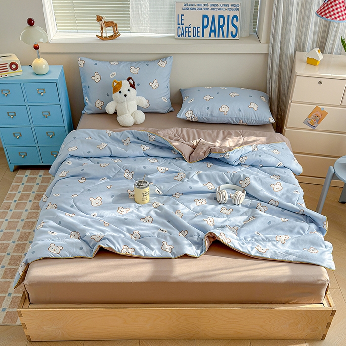 91家纺网 家纺一手货源 找家纺 老帅的工厂店 2026新款A类水洗皱皱纱7A抑菌夏被夏凉被空调被 熊宝云朵铺