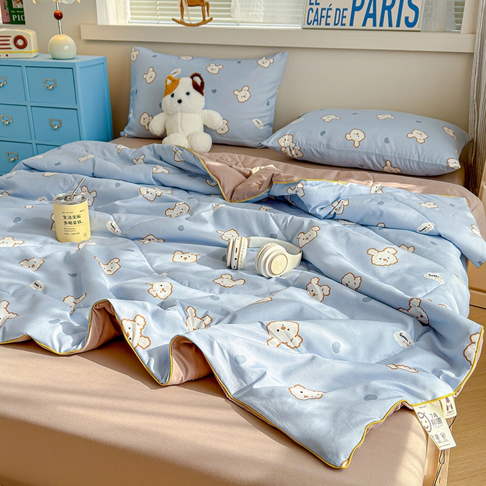 91家纺网 家纺一手货源 找家纺 老帅的工厂店 2026新款A类水洗皱皱纱7A抑菌夏被夏凉被空调被 熊宝云朵铺