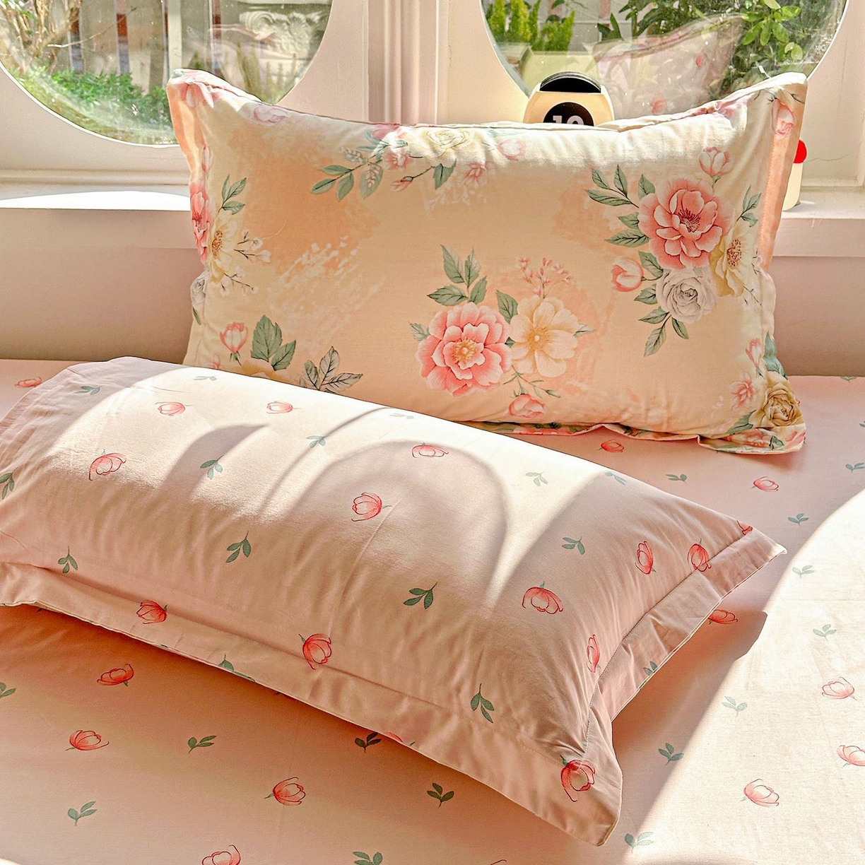 91家纺网 家纺一手货源 找家纺 恩泽家纺 2026新款13372ins全棉印花四件套单品系列-单枕套 晨曦海棠