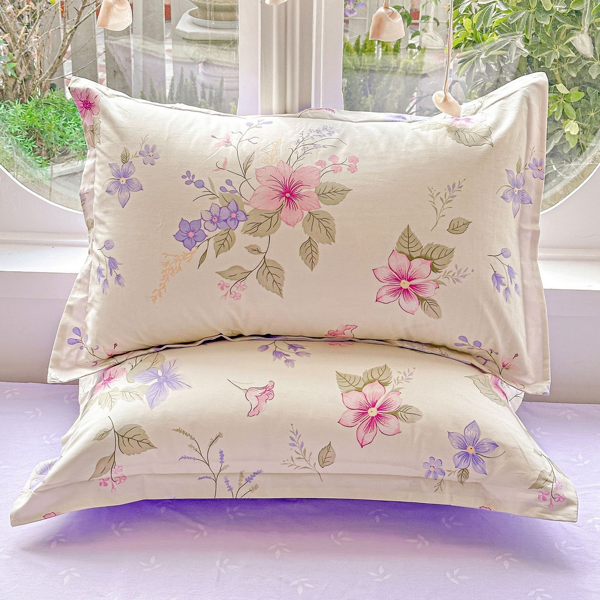 91家纺网 家纺一手货源 找家纺 恩泽家纺 2026新款13372ins全棉印花四件套单品系列-单枕套 翠影