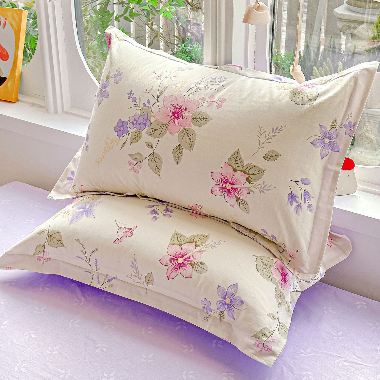 91家纺网 家纺一手货源 找家纺 恩泽家纺 2026新款13372ins全棉印花四件套单品系列-单枕套 翠影