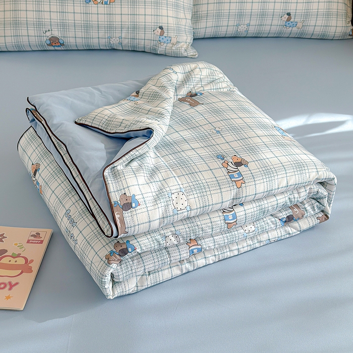 91家纺网 家纺一手货源 找家纺 老帅的工厂店 2026新款A类水洗皱皱纱7A抑菌夏被夏凉被空调被 英伦腊肠狗