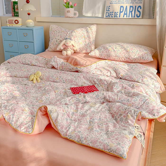 91家纺网 家纺一手货源 找家纺 老帅的工厂店 2026新款A类水洗皱皱纱7A抑菌夏被夏凉被空调被 樱花铺