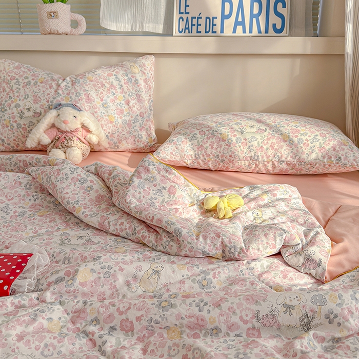 91家纺网 家纺一手货源 找家纺 老帅的工厂店 2026新款A类水洗皱皱纱7A抑菌夏被夏凉被空调被 樱花铺