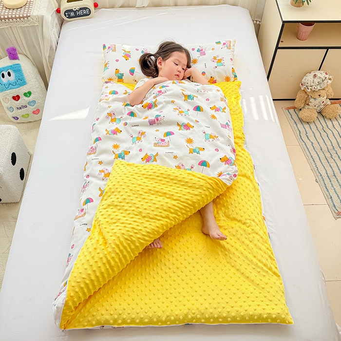 91家纺网 家纺一手货源 找家纺 （总）十九色 2025新款亲肤舒适活套可拆全棉豆豆绒儿童睡袋防踢被