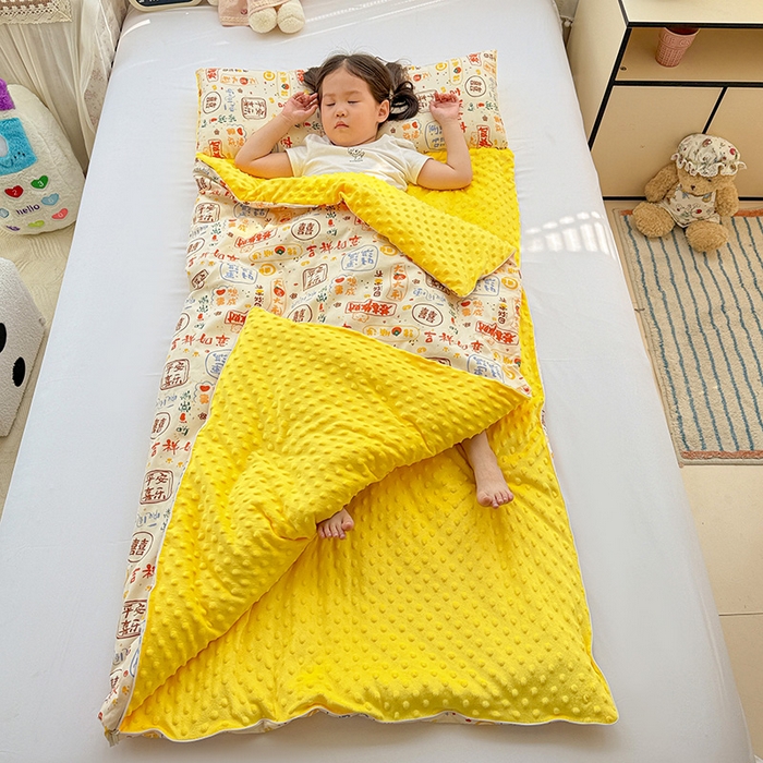 91家纺网 家纺一手货源 找家纺 （总）十九色 2025新款亲肤舒适活套可拆全棉豆豆绒儿童睡袋防踢被