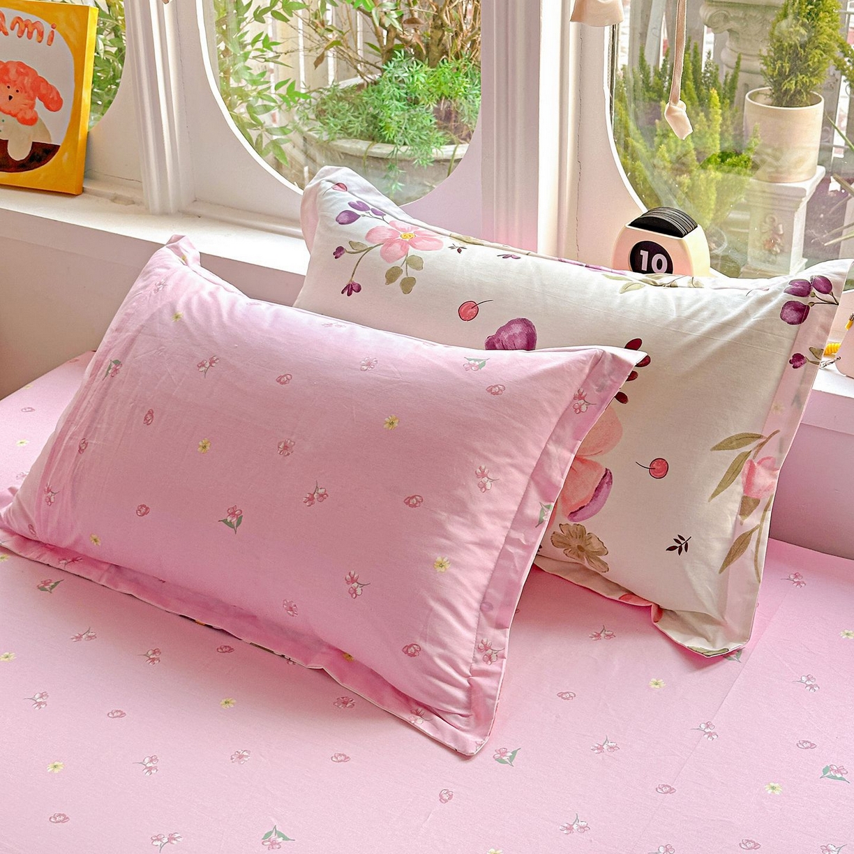 91家纺网 家纺一手货源 找家纺 恩泽家纺 2026新款13372ins全棉印花四件套单品系列-单枕套 淡香春意