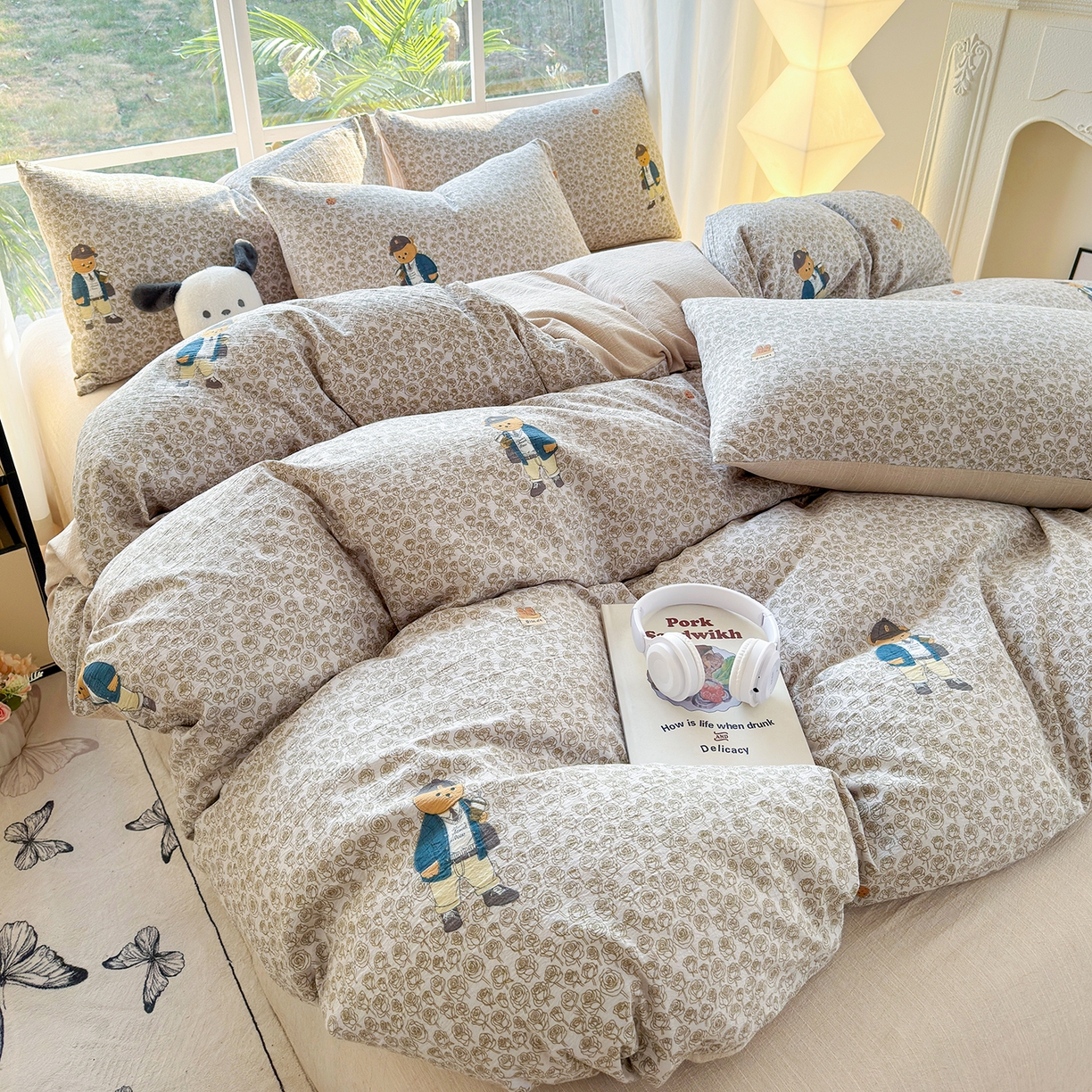 91家纺网 家纺一手货源 找家纺 王朝国际 2026新款时尚印花棉纱四件套 童趣