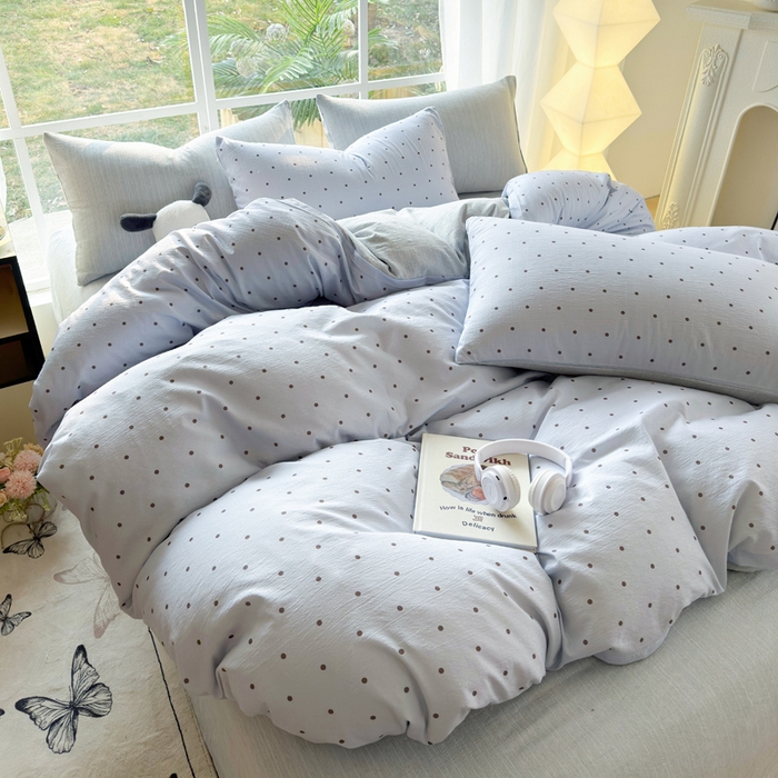 王朝国际 2026新款时尚印花棉纱四件套 波点