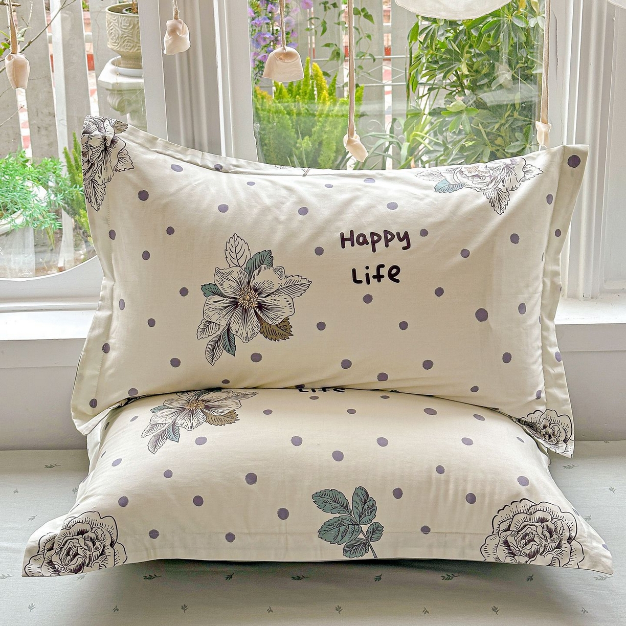 91家纺网 家纺一手货源 找家纺 恩泽家纺 2026新款13372ins全棉印花四件套单品系列-单枕套 繁花夕露