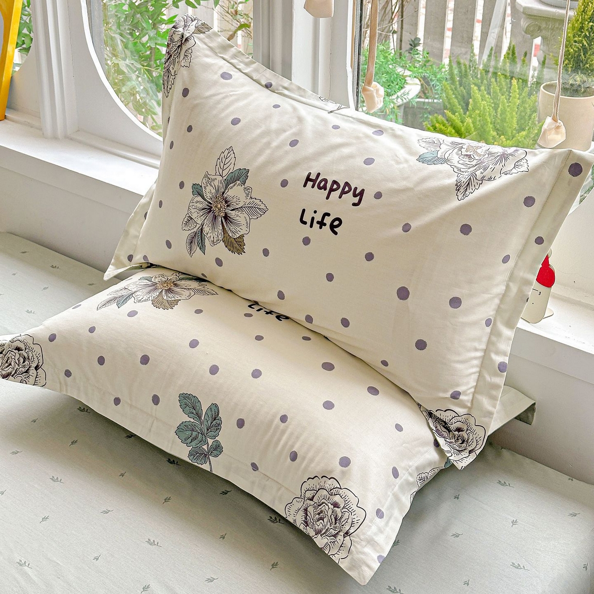 91家纺网 家纺一手货源 找家纺 恩泽家纺 2026新款13372ins全棉印花四件套单品系列-单枕套 繁花夕露