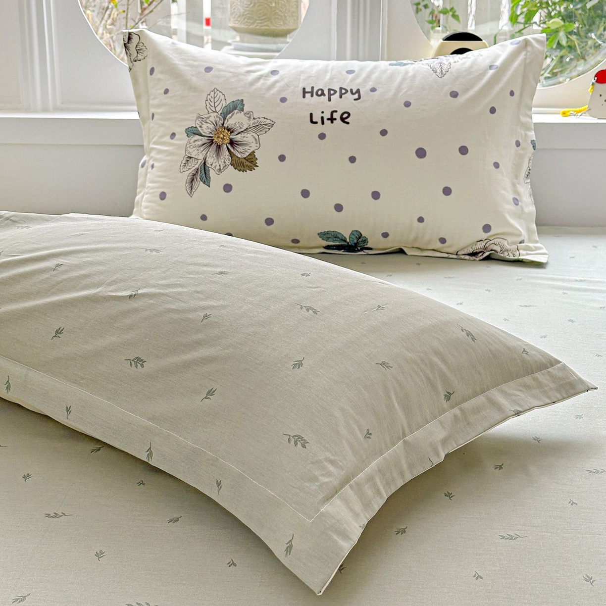 91家纺网 家纺一手货源 找家纺 恩泽家纺 2026新款13372ins全棉印花四件套单品系列-单枕套 繁花夕露