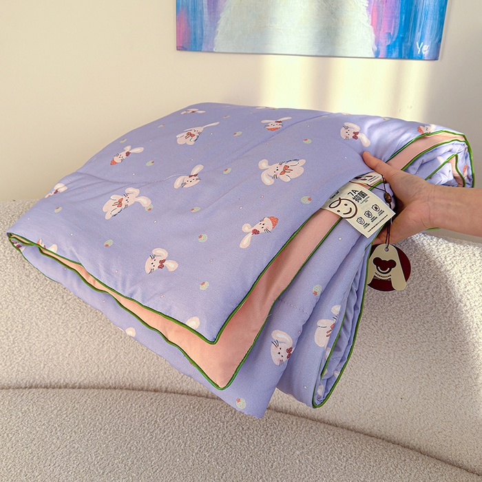 老帅的工厂店 2026新款A类水洗皱皱纱7A抑菌夏被夏凉被空调被 云间兔花