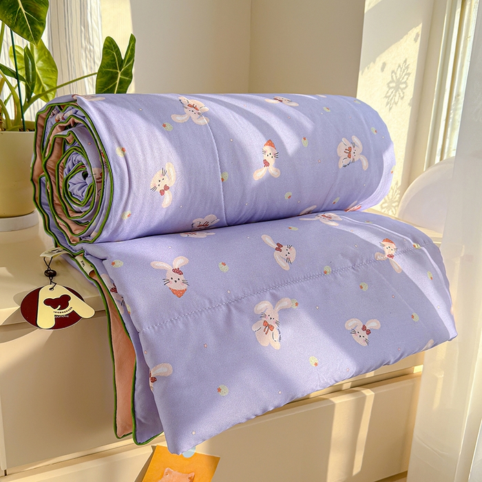 91家纺网 家纺一手货源 找家纺 老帅的工厂店 2026新款A类水洗皱皱纱7A抑菌夏被夏凉被空调被 云间兔花