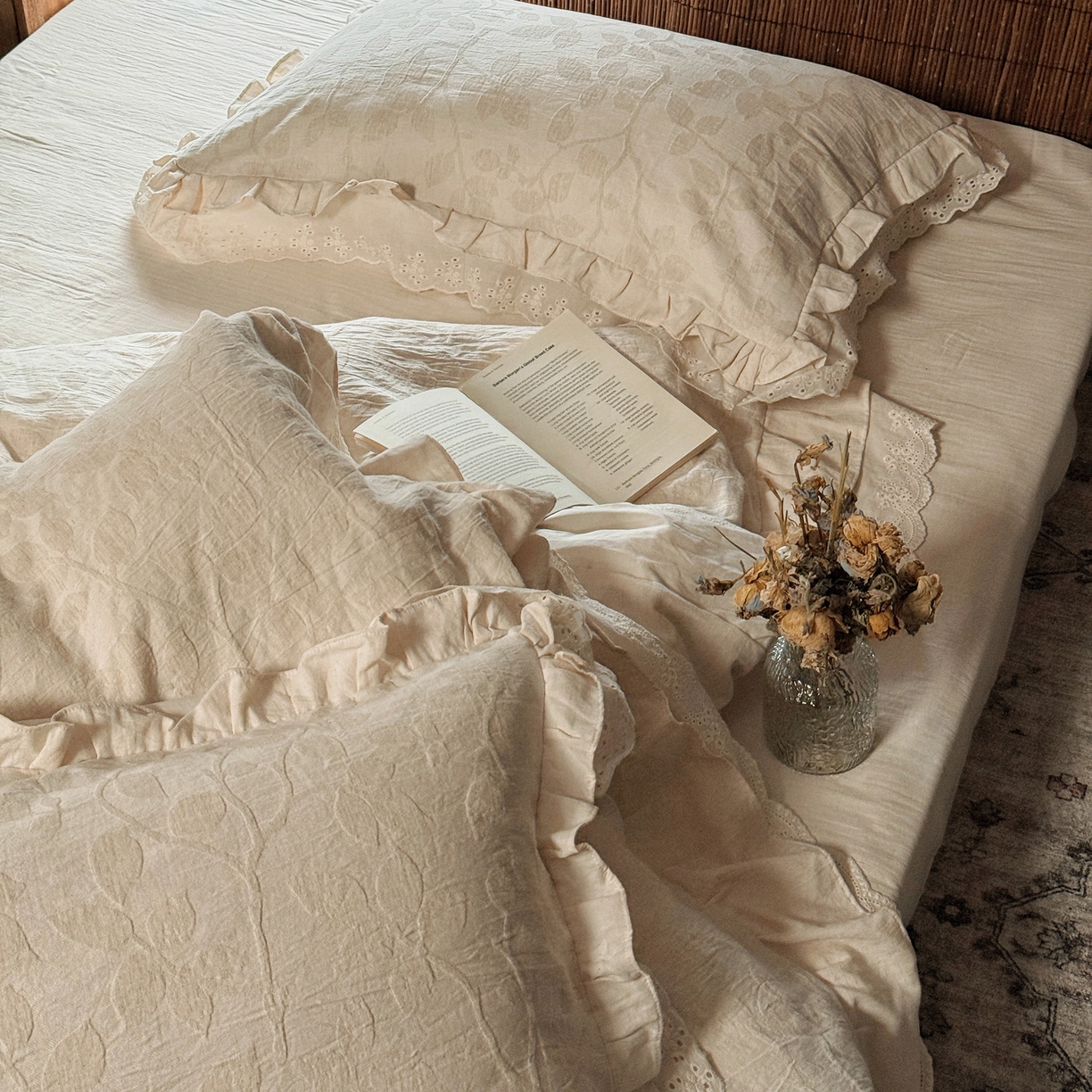 91家纺网 家纺一手货源 找家纺 （总）澳萝拉 2026新款A类双层花边棉麻提花四件套