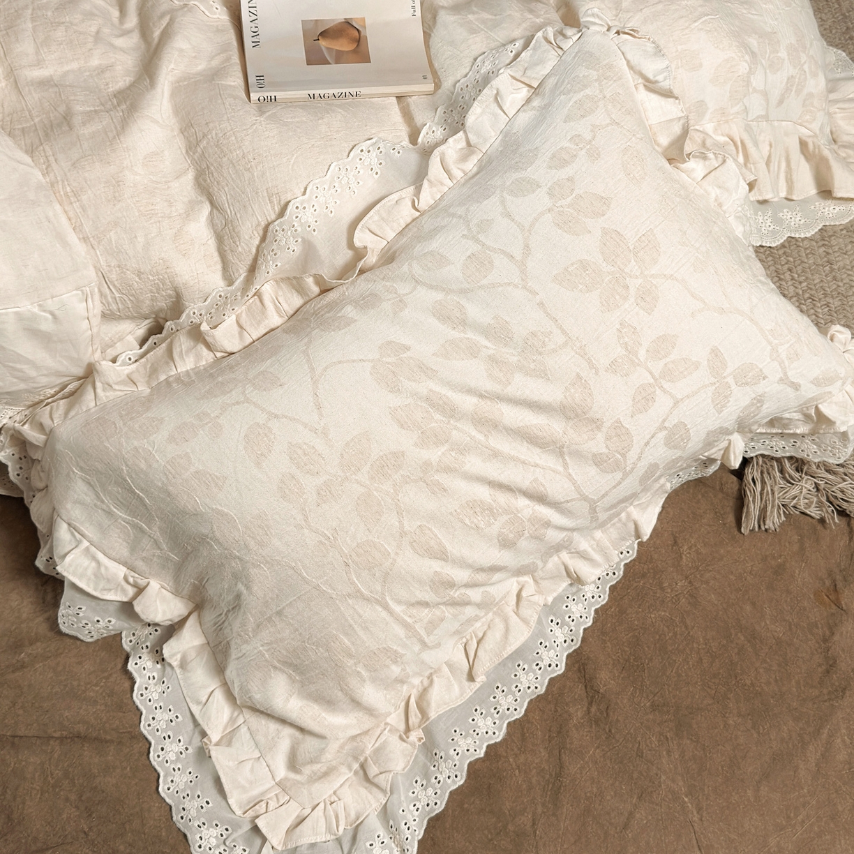 91家纺网 家纺一手货源 找家纺 （总）澳萝拉 2026新款A类双层花边棉麻提花四件套