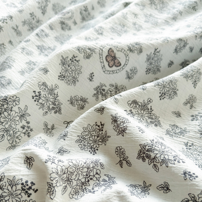 91家纺网 家纺一手货源 找家纺 王朝国际 2026新款时尚印花棉纱四件套 花蝶