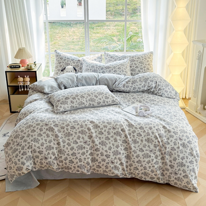 91家纺网 家纺一手货源 找家纺 王朝国际 2026新款时尚印花棉纱四件套 花蝶